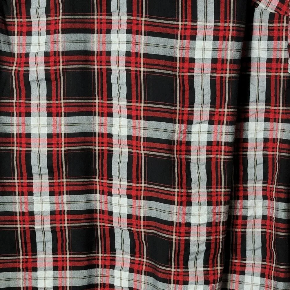 LOFT Plus Womens Red Black Plaid Puff Sleeve Business Casual V-Neck Top 16